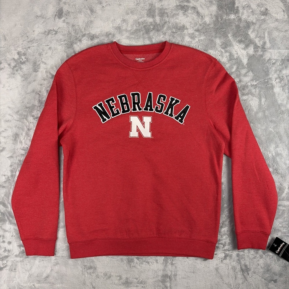 Nebraska Cornhuskers Crewneck Sweatshirt Red Embroidered Size Medium NWT
